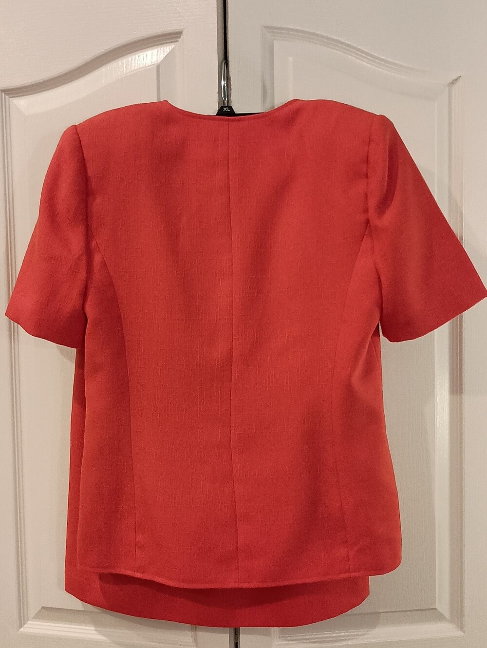 Kasper Coral-orange Short Sleeve Tailored Blazer And Skirt Set - Picture 7 of 7